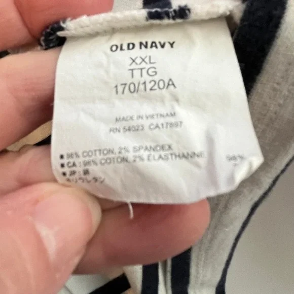 Old Navy Women's XXL Striped‎ Cotton Peplum Blouse Top Black White Modern - Picture 6 of 9
